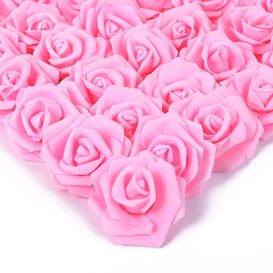 IPOPU 100 Pcs Artificial Rose Flower Heads Real Looking Baby Pink Fake Roses Flowers Foam Blush Roses for DIY Wedding Centerpieces Party Baby Shower Banquet Home Decorations